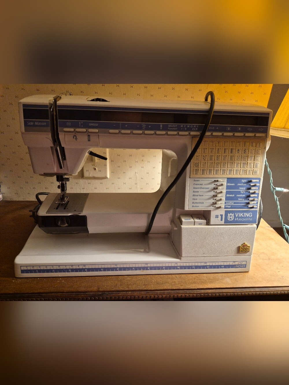 Husqvarna Viking Sewing Machine - White with Blue Accents